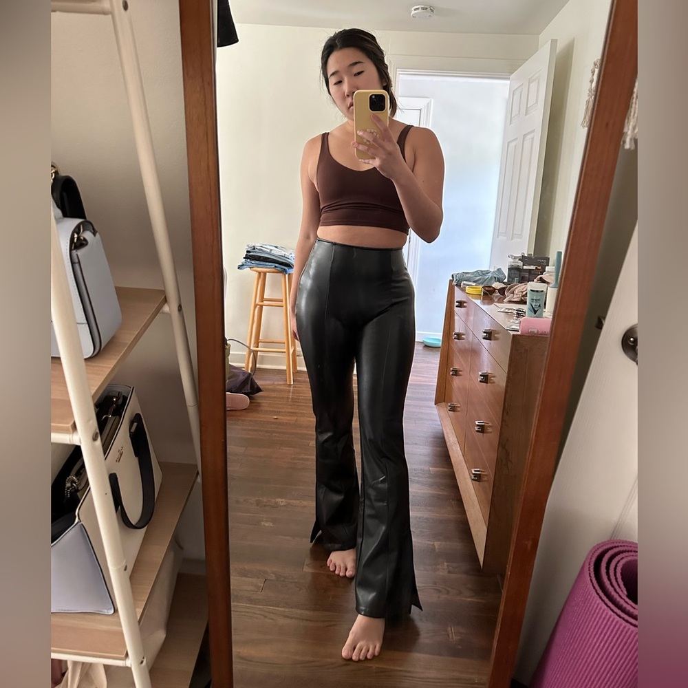 A&F Vegan Leather Flare Pant